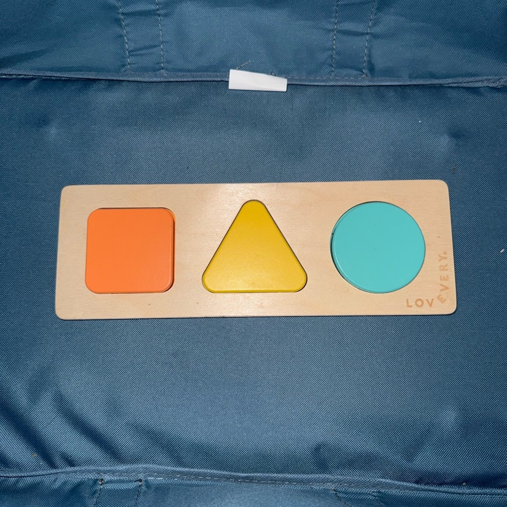 Lovevery Shape Puzzle for Kids - Orange, Yellow, and Blue
